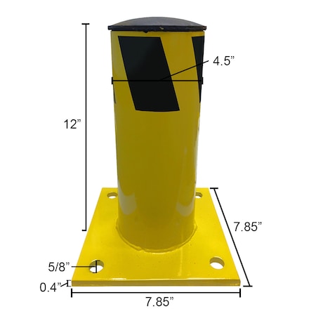 ED 1ft Steel Pipe Safety Bollard Post- Yellow/Black Stripe